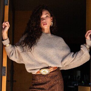 12th Tribe Shae Taupe Pullover Sweater Size Xs